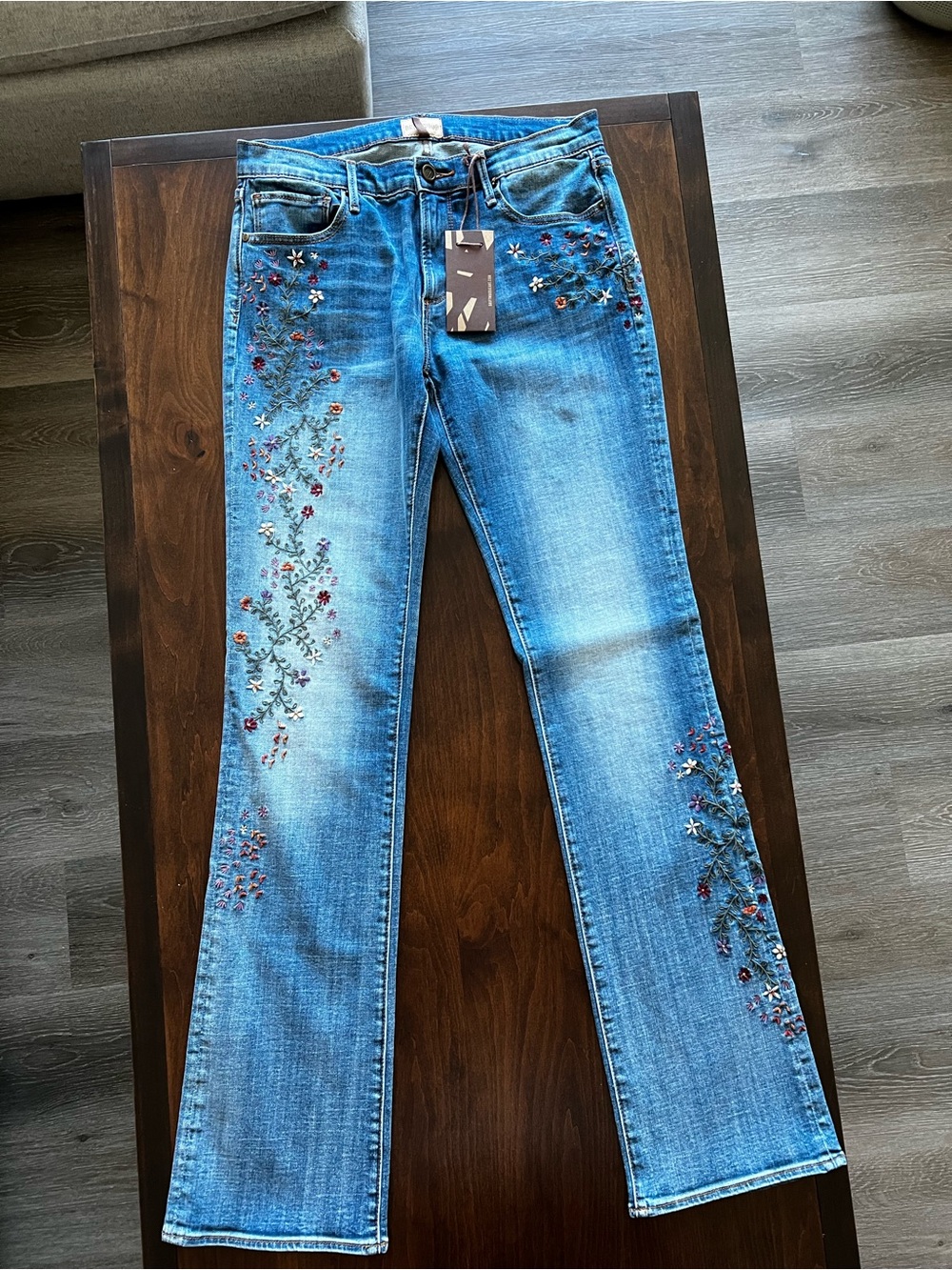DRIFTWOOD Light Blue Embroidered Flare Jeans